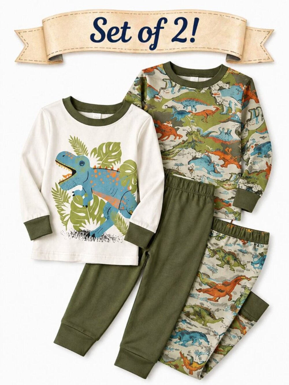 Carter’s Baby Boy Dinosaur Pajamas 12 Months NWT 2 Pack Dino PJ Set Green Cotton